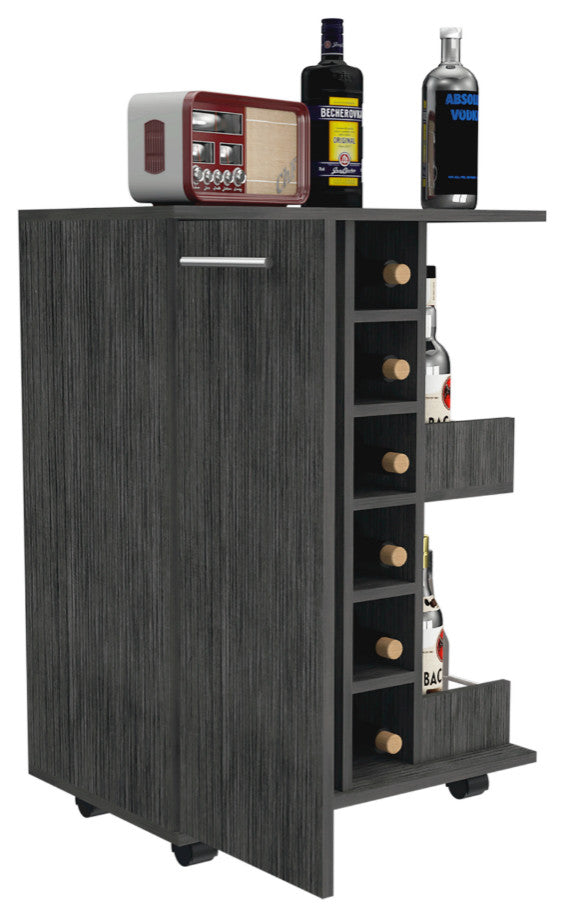 Bar Cart Wells, Living Room, Smoky Oak