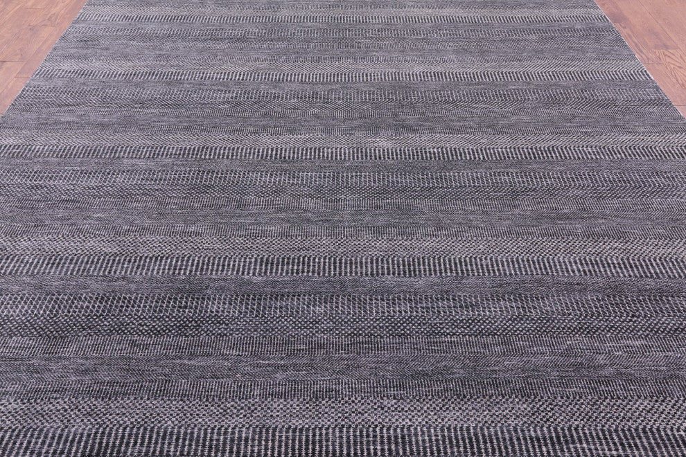 9' 0" X 11' 11" Savannah Grass Hand-Knotted Wool and Silk Rug Q11967
