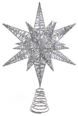 Kurt Adler 15.5" Silver Glitter Wire 3D Star Treetop