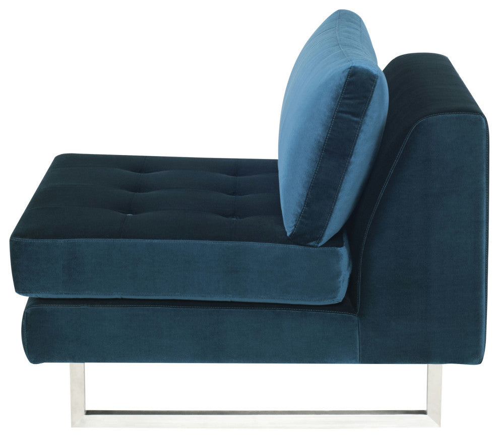 Janis Midnight Blue Fabric Armless Sofa Seat, HGSC361