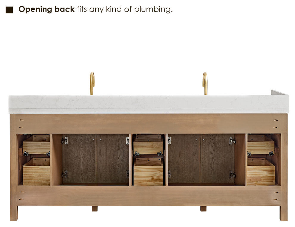 Cerrito Bathroom Vanity, Natural Oak, 84" Double, Without Mirror