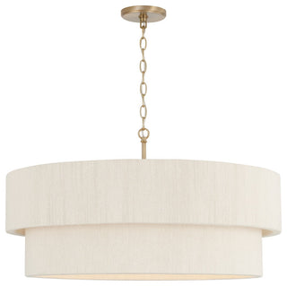 Delaney Four Light Pendant, Matte Brass