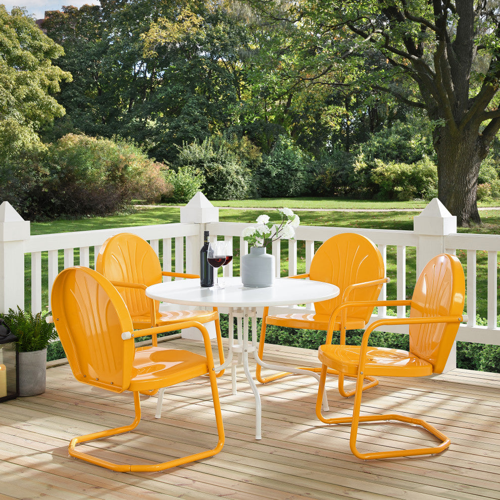 Griffith Metal Five-Piece Outdoor Dining Set, Tangerine