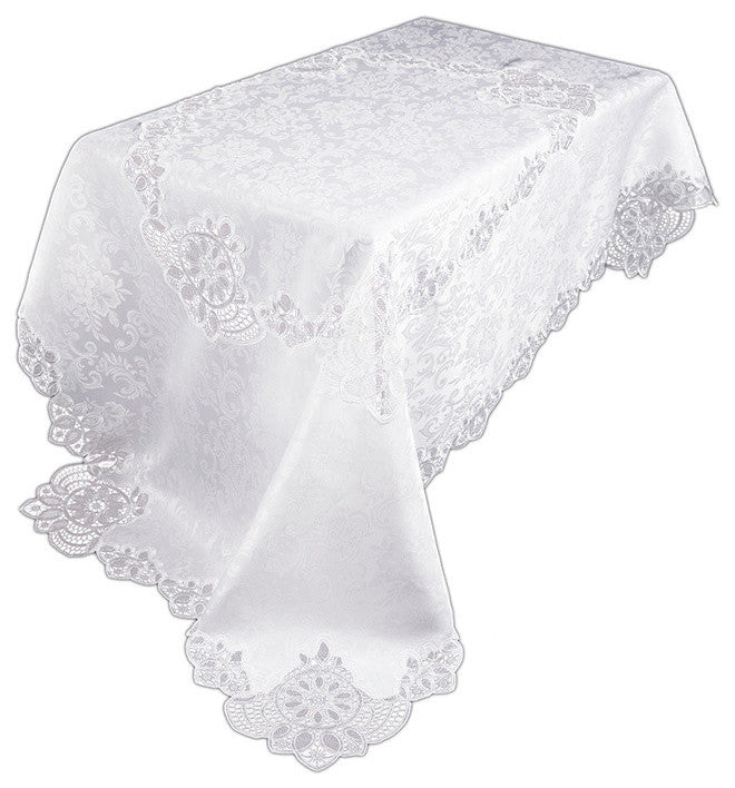 Antebella Lace Embroidered Cutwork Tablecloth, White, 60"x84"