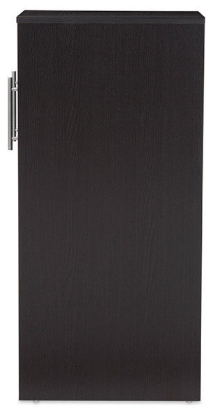 Lindo Dark Brown Wood Bookcase With Two Pulled-out Doors Shelving Cabinet