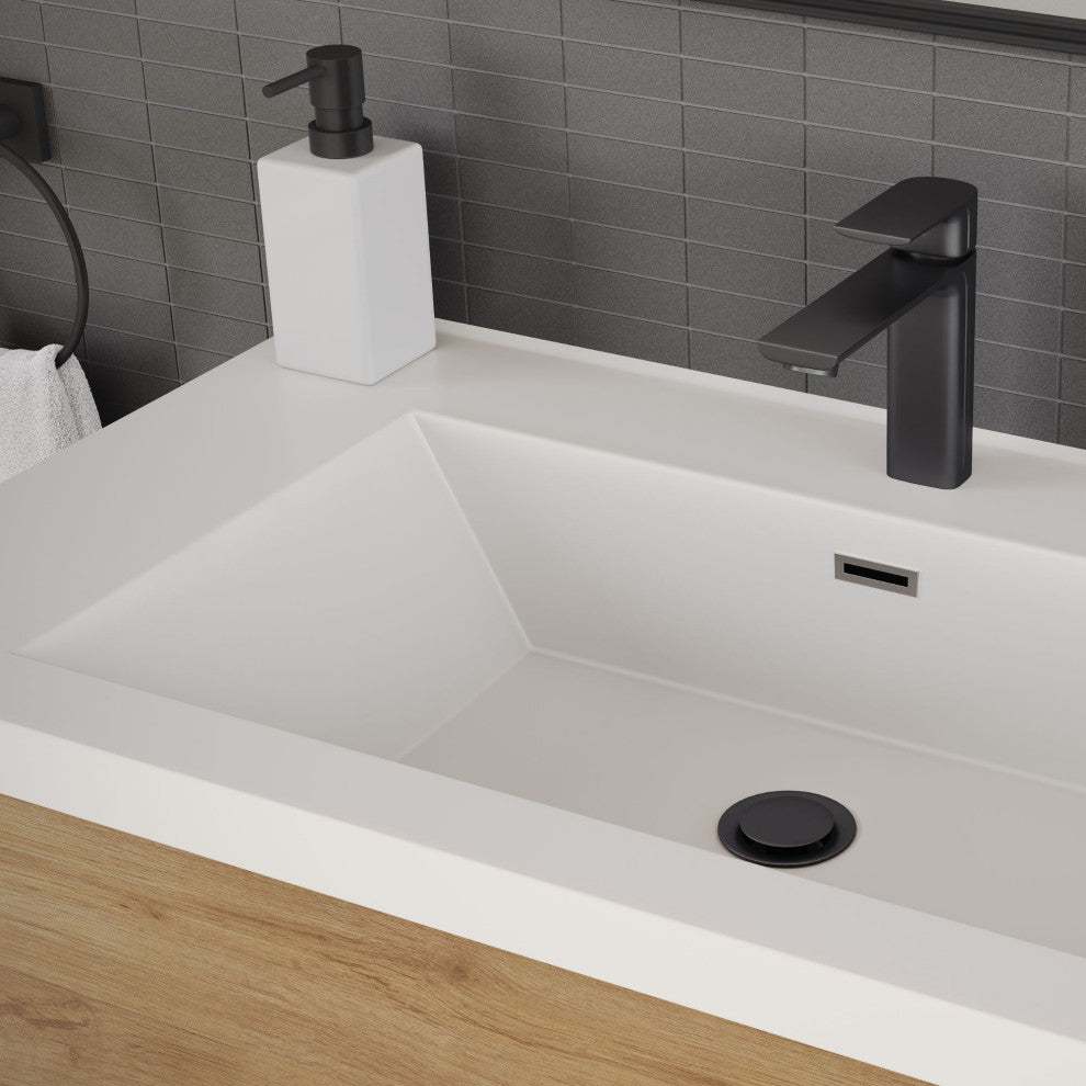 The Daria Bathroom Vanity, White Oak, 36", Single Sink, Wall Mount