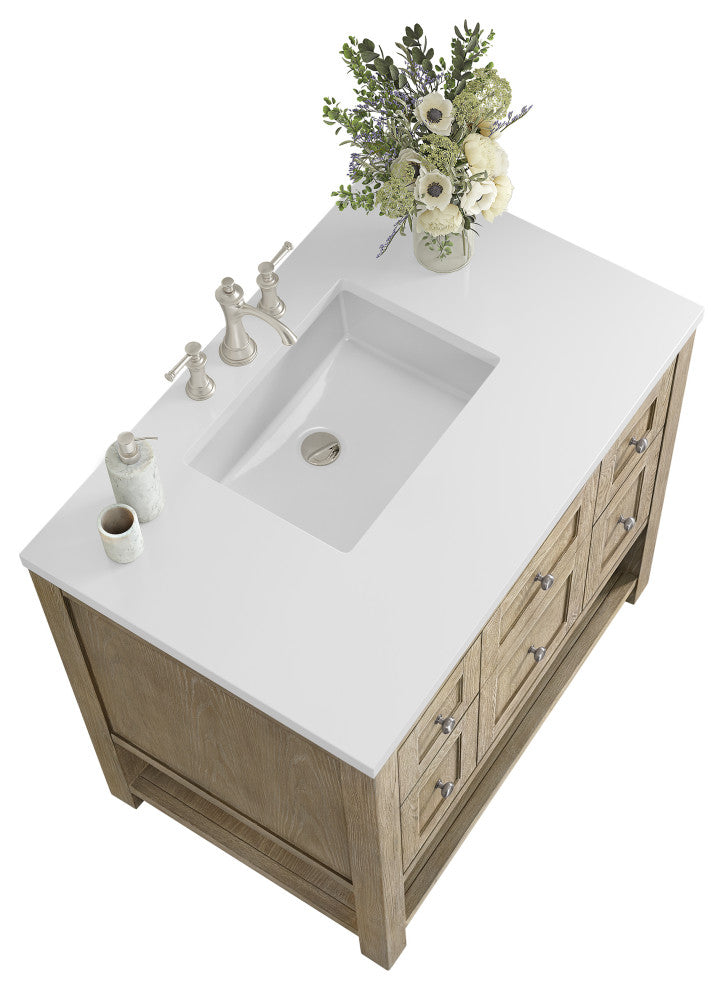 Breckenridge 36" Single Vanity, Oak, 3 CM White Zeus Top