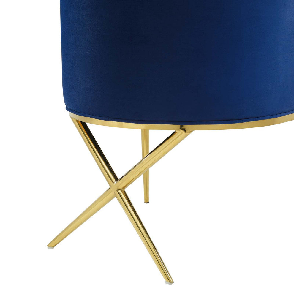 Side Dining Chair, Set of 2, Velvet, Metal, Blue Navy, Modern, Bistro Restaurant
