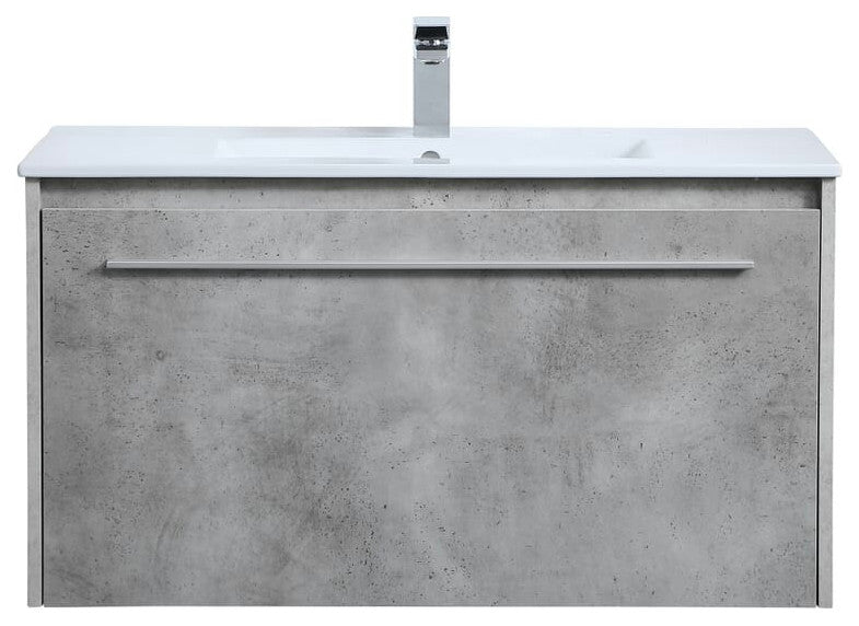 Elegant VF45036CG 36"Single Bathroom Floating Vanity, Concrete Gray