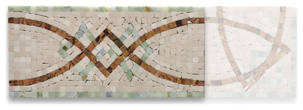 Lovelink Mint 6.3x13.4 Marble Mosaic Border Listello Tile Polished, 1 piece