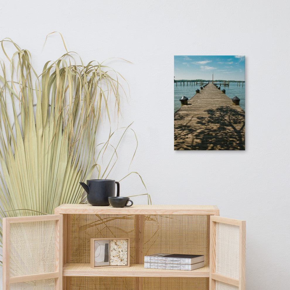 Endless Dock Rural Landscape Photograph Canvas Wall Art Print, 18" X 24"