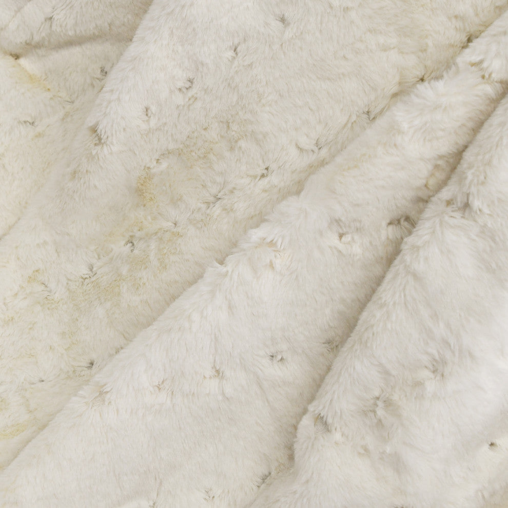 Stitching Jacquard Faux Fur Throw, Antique White, 50"x70"