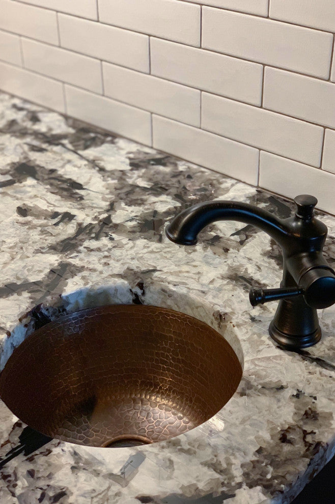 Premier Copper BR12DB2 12 Inch Round Hammered Copper Bar Sink