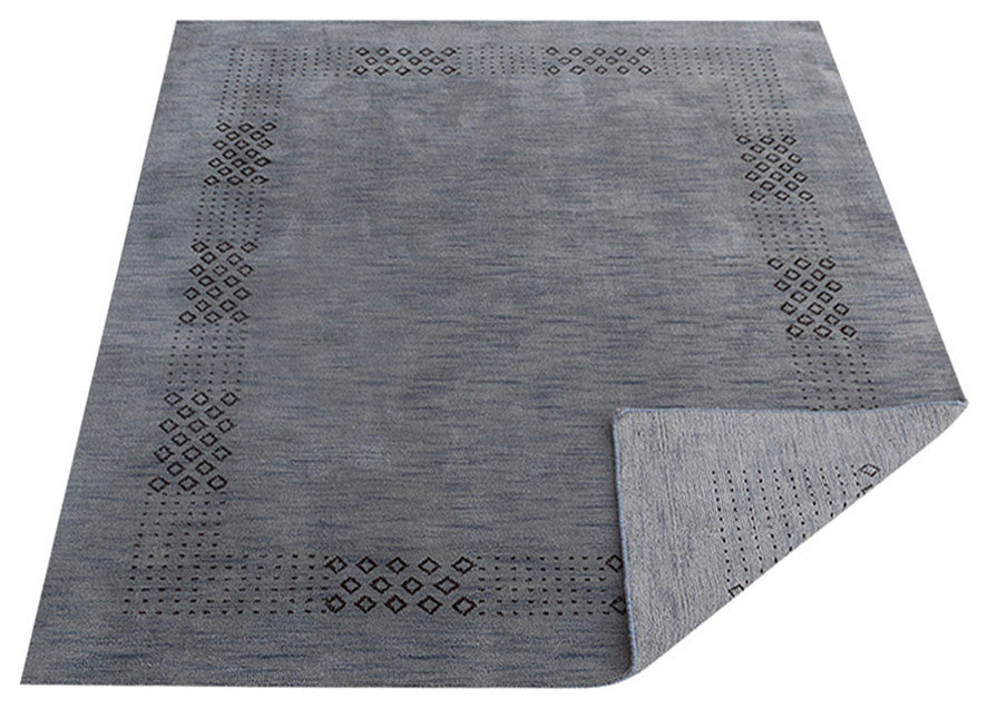 HAND KNOTTED LOOM SILK ECO-FRIENDLY RUGS-6'x9',Rectangle,Light Blue,Contemporary