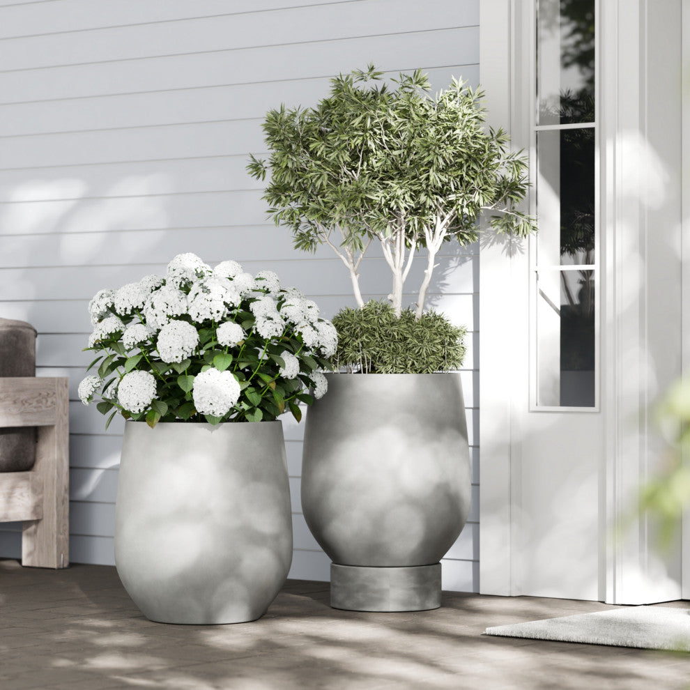 DTY Signature Mount Wilson 1-piece Fiberstone Tapered Planter, Gray, Large