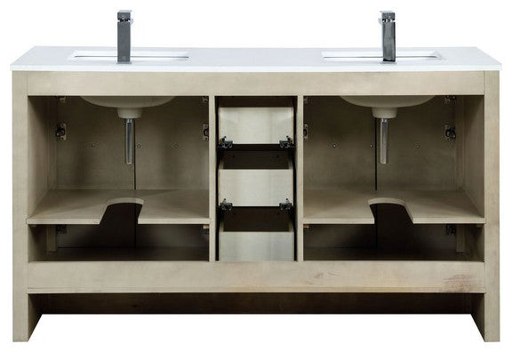 Lafarre Contemporary  60" Rustic Acacia Double Sink Bathroom Vanity Set, Labaro