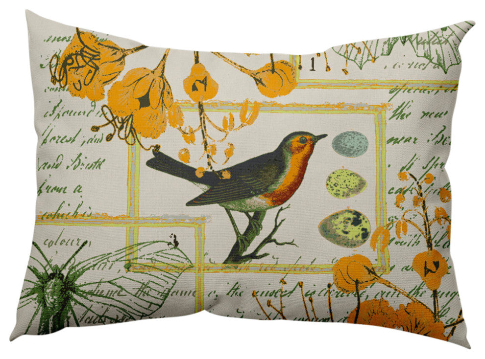 Singing Bird Decorative Throw Pillow, Mango, 14"x20"