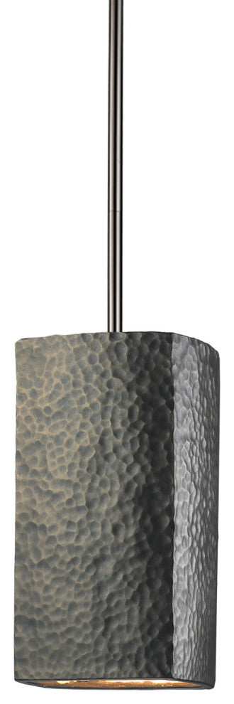 Rectangle Pendant, Hammered Brass, Brushed Nickel, Incandescent