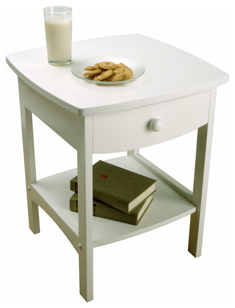 Claire Curved Accent Table, Nightstand, White