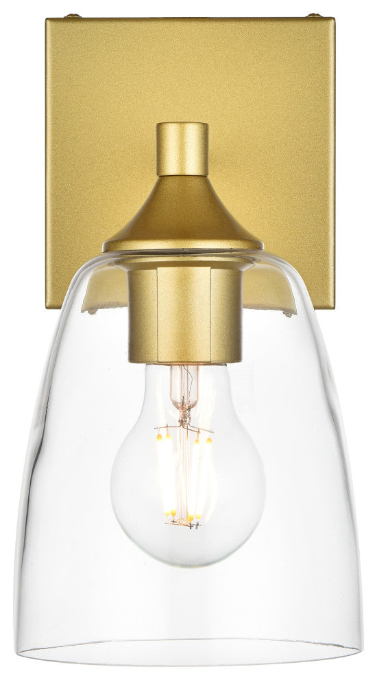 1 Light Brass And Clear Bath Sconce