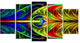 Colorful Stained Glass Texture, Contemporary Wall Art Canvas, 60"x32", 5 Panels