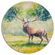 Deer With Blue Horn, Animal Disc Metal Wall Art, 36"