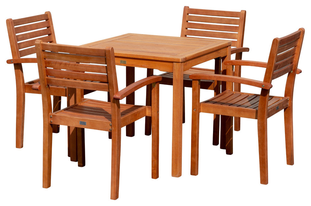 DTY Outdoor Living Leadville 5-Piece Eucalyptus Dining Set, Natural Oil