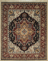 Navy Traditional Medallion Heriz Weave Area Rug
