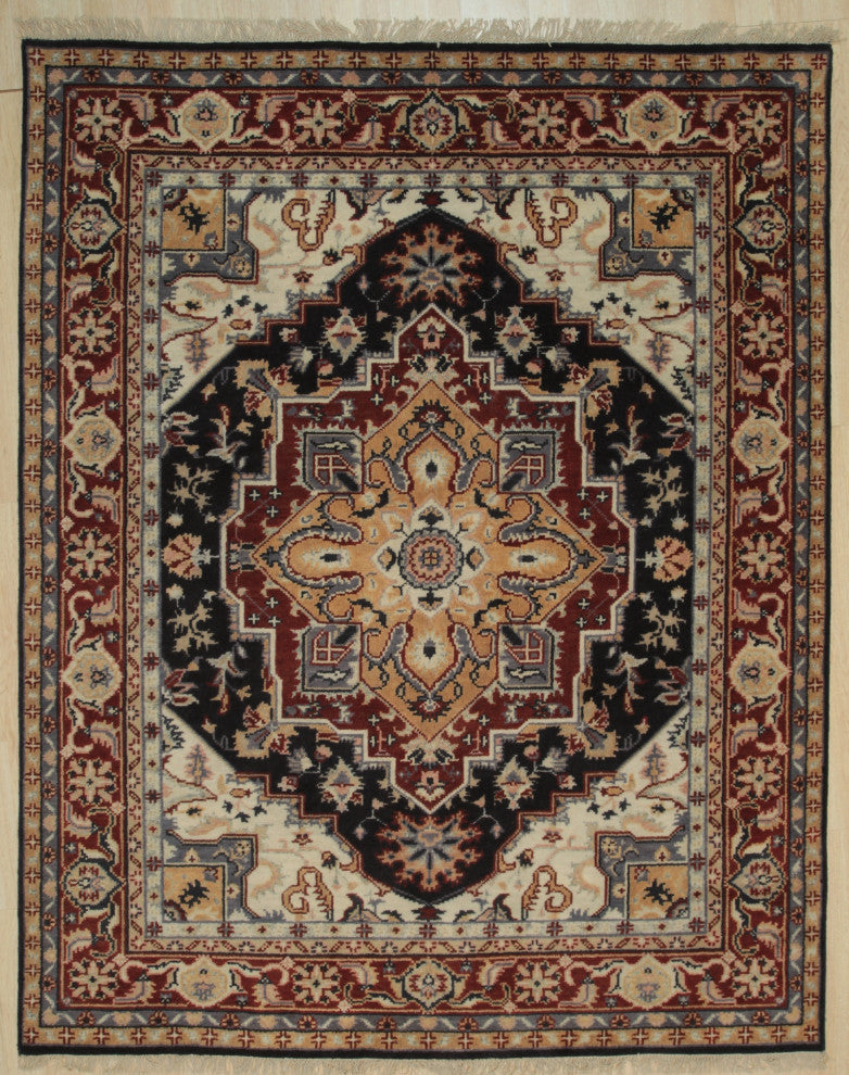 Navy Traditional Medallion Heriz Weave Area Rug