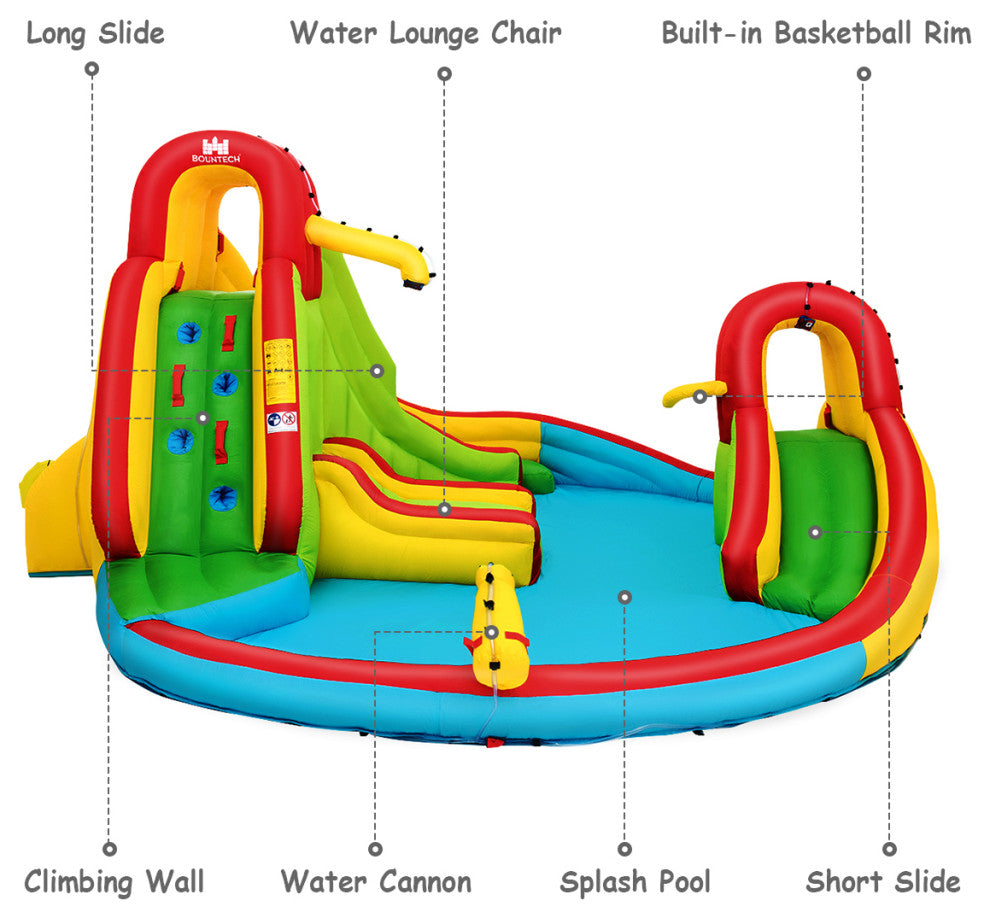 Kids Inflatable Water Slide Bounce W/ Water Cannon & 480W Blower