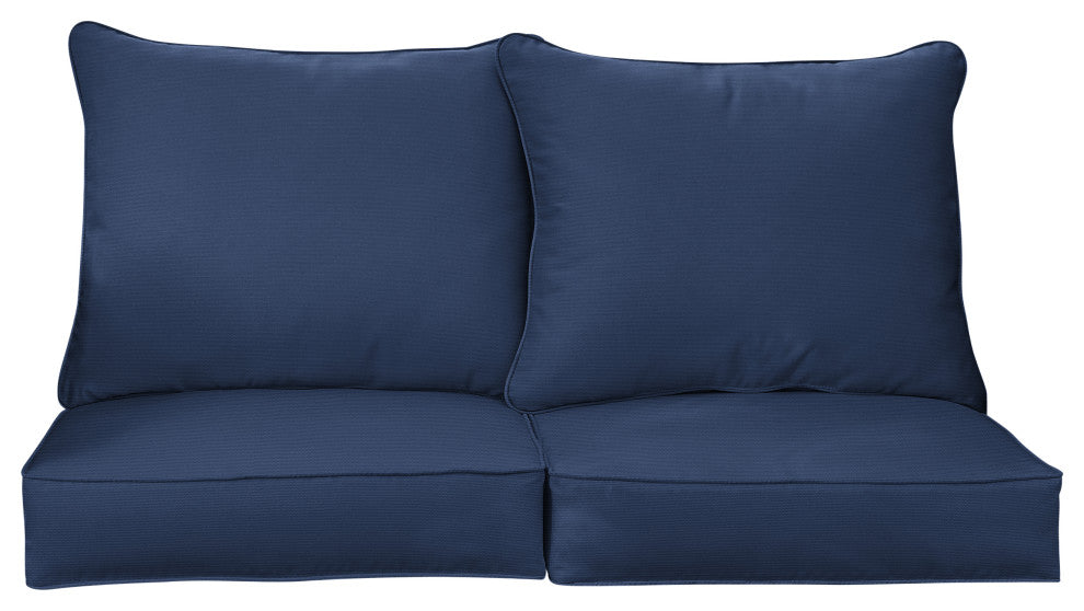 Sunbrella Outdoor Loveseat Pillow and Cushion Set, Canvas Navy