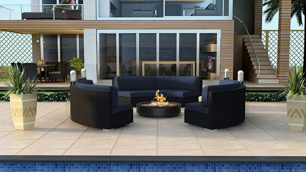 Urbana 3 Piece Curve Sectional Set, Spectrum Indigo