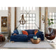 Contemporary Lamb Fur Pillow Large Teal Snow - Blue
