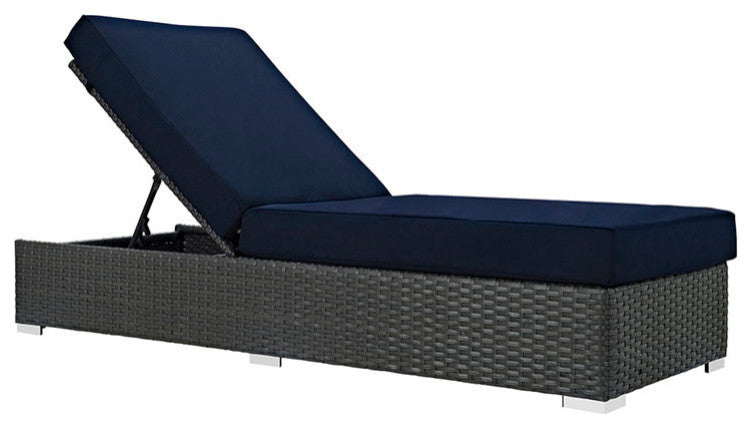 Modway Sojourn Outdoor Patio Sunbrella Chaise Lounge, Canvas Navy