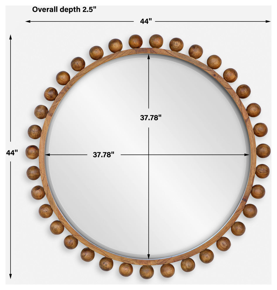 Uttermost Cyra Wood Beaded Round Mirror