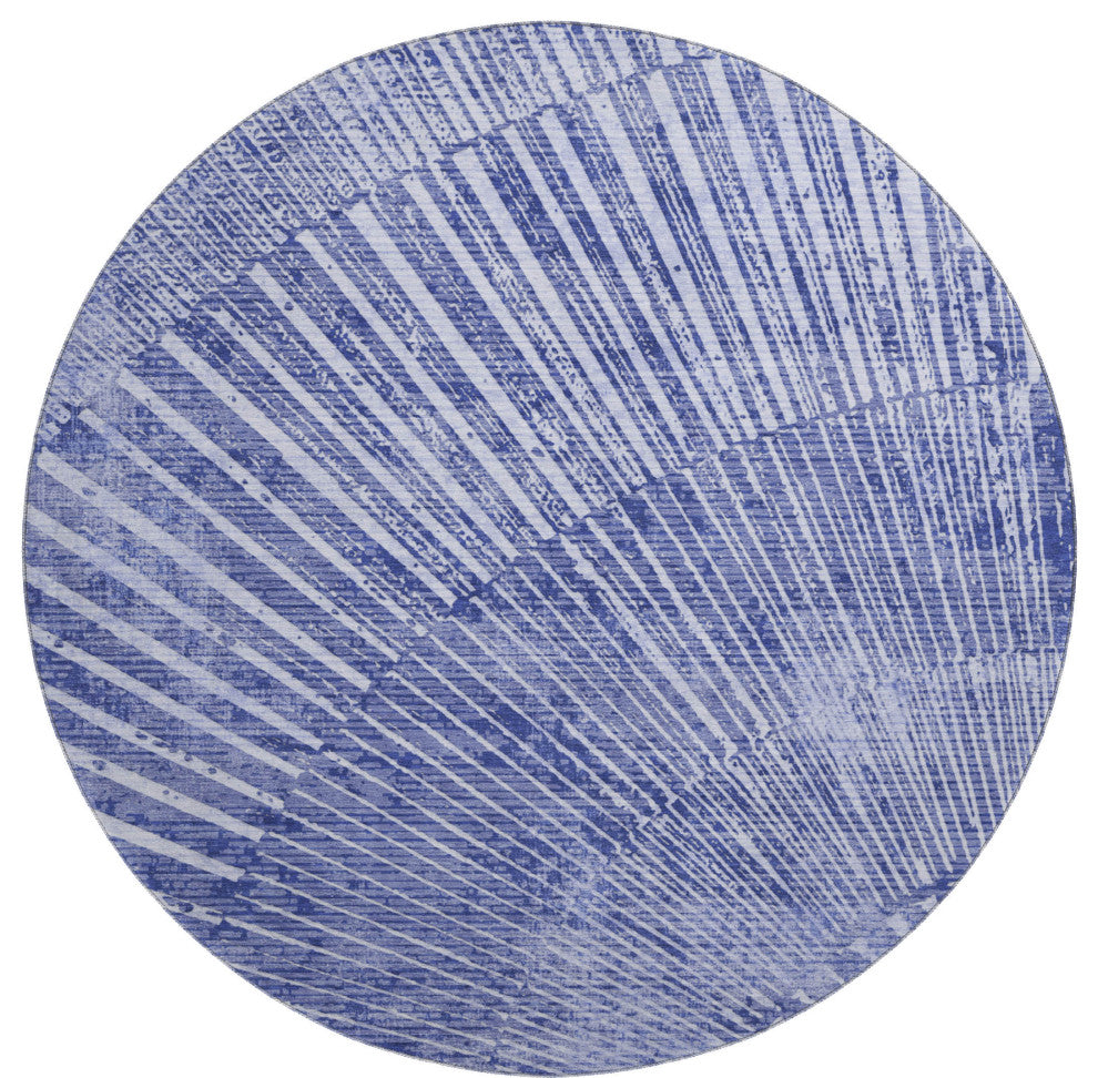 Premium Machine Washable Mayfield AMF542 Navy 8' x 8' Round Rug