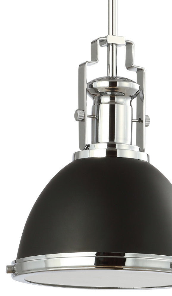 Homer Metal/Glass LED Flush Mount, Black/Chrome, Width: 10"
