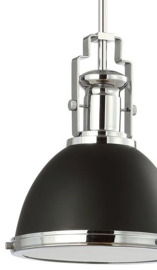 Homer Metal/Glass LED Flush Mount, Black/Chrome, 10" Width