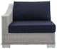Lounge Chair, Sunbrella, Rattan, Wicker, Gray Blue Navy, Modern, Outdoor