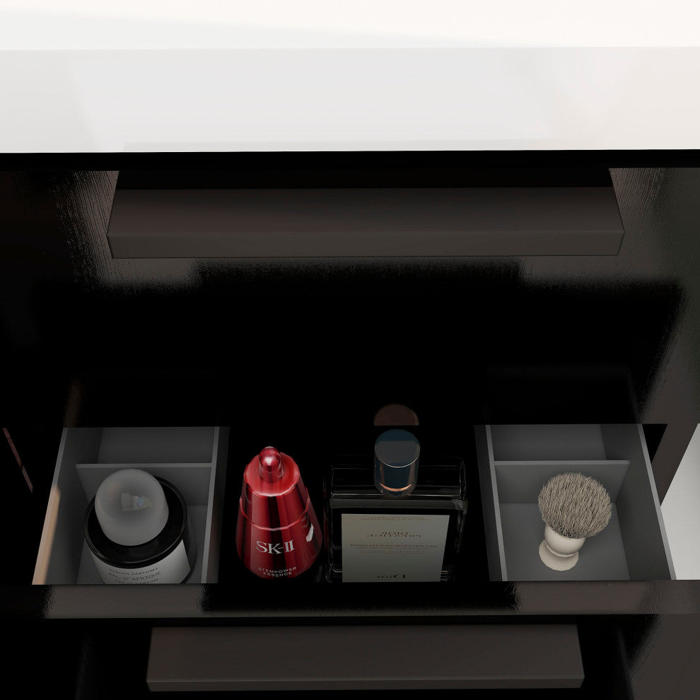 Carla 48" Freestanding Bathroom Vanity, Gloss Black