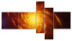 Yellow Whirlpool Fractal Spirals, Abstract Art on Canvas, 60"x32", 5 panels