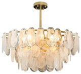 Cloude Modern 3 Tiered Cloud Glass Chandelier Adjustable Hanging Rod, 8-Light