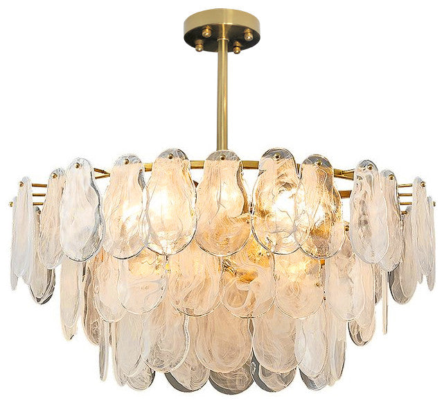 Cloude Modern 3 Tiered Cloud Glass Chandelier Adjustable Hanging Rod, 8-Light