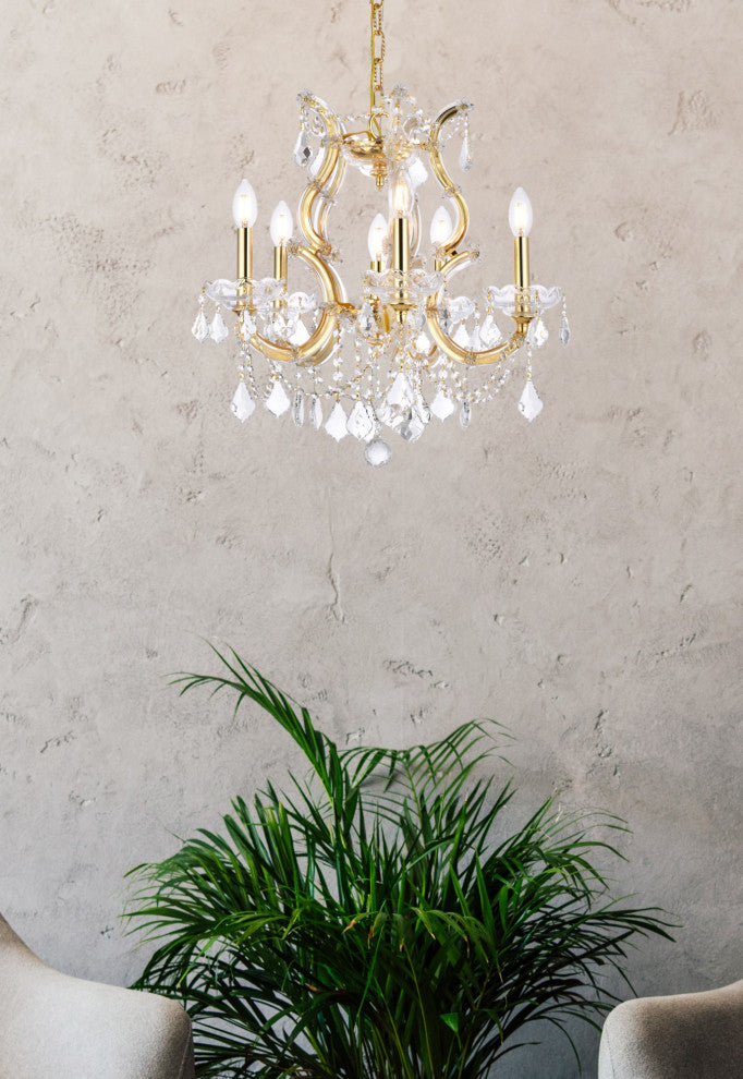 Elegant Lighting 2800D20/RC Maria Theresa 6 Light 20"W Crystal - Gold