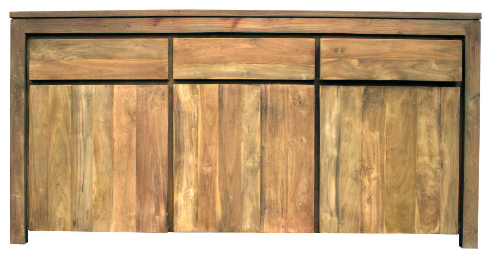 Recycled Teak Wood Valencia Bathroom Linen Cabinet With 3 Doors/3 Drawers