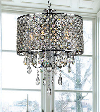 Alice Chrome Finish 4-light Round Crystal Chandelier