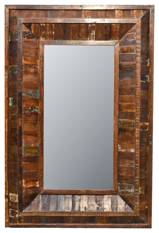 Rustic Reclaimed Rectangle Wooden Mirror 54