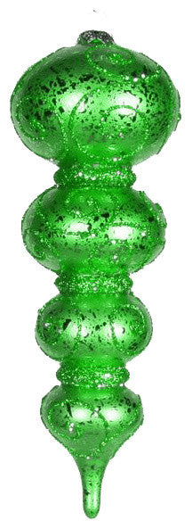 7" Lime Green Finial Ornament With Glitter Swirl Design