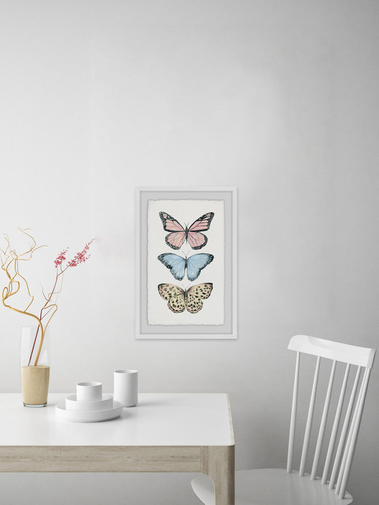 "Butterfly Trio" Framed Painting Print, 12"x18"