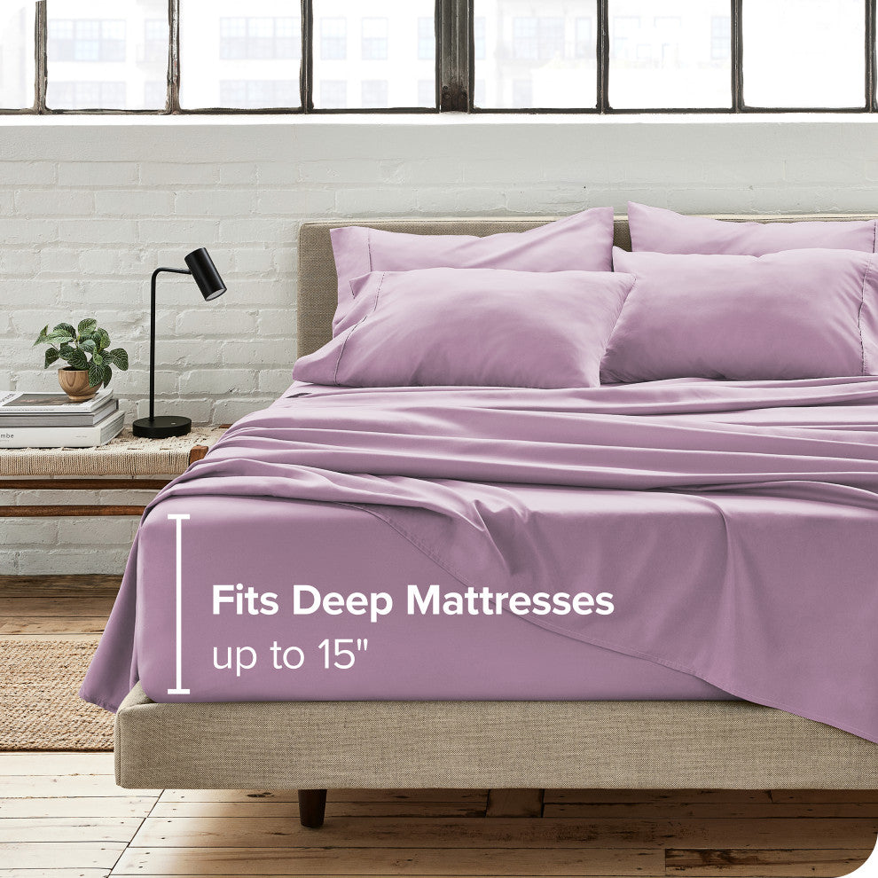 Bare Home 7-Piece Microfiber Sheet Set, Lavender, Split King